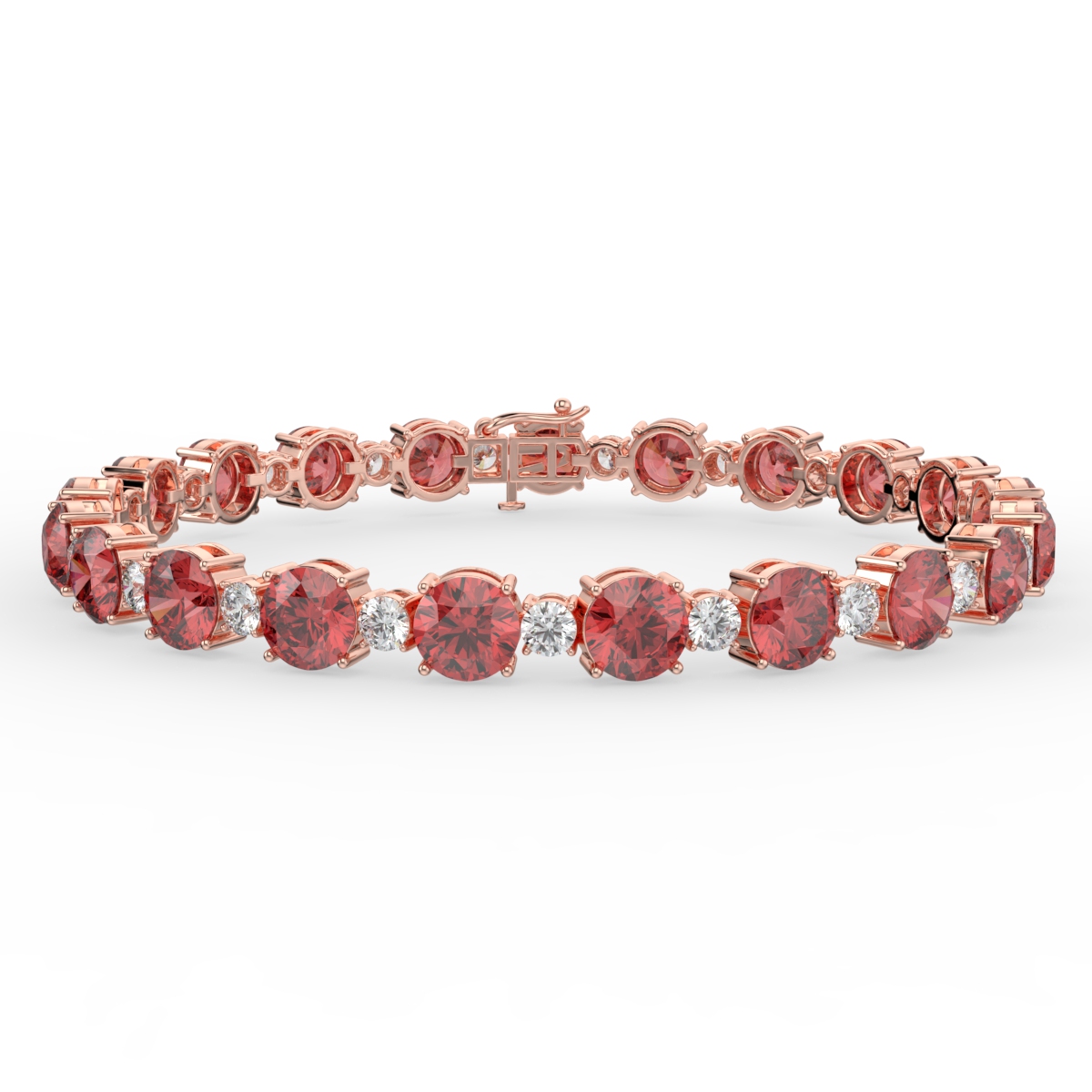Ruby and Diamond 4 Claw Gemstone Bracelet Rose Gold - ARIEL