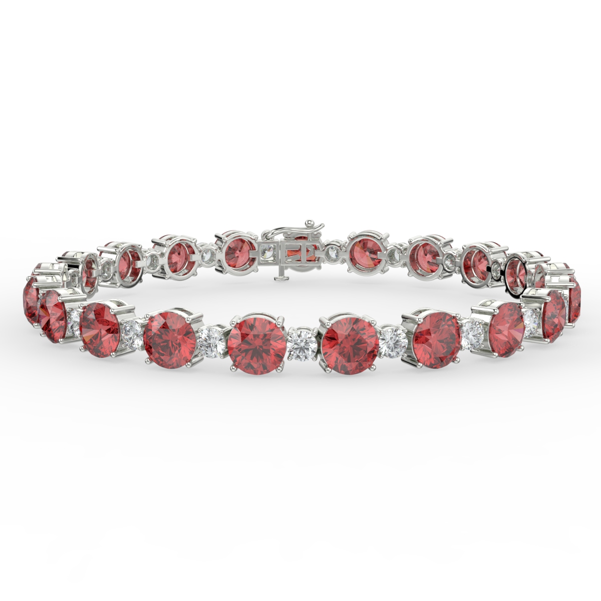 Ruby and Diamond 4 Claw Gemstone Bracelet Platinum - ARIEL