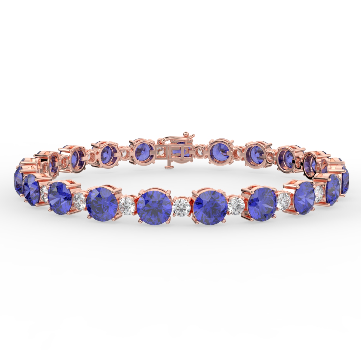Sapphire and Diamond 4 Claw Gemstone Bracelet Rose Gold - AURORA