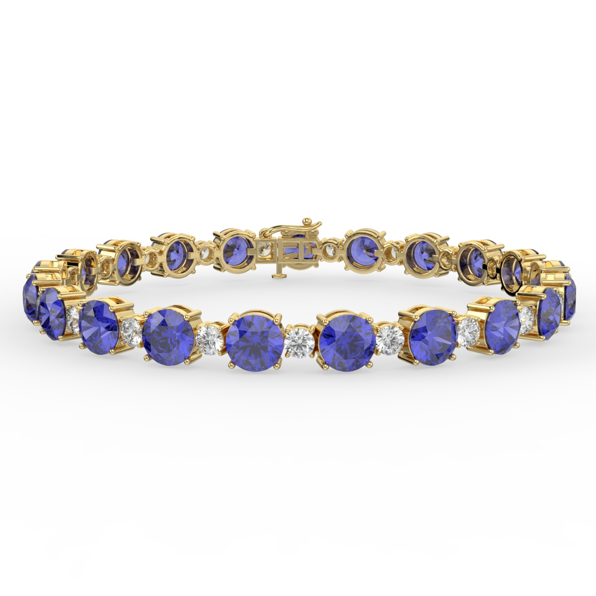 Sapphire and Diamond 4 Claw Gemstone Bracelet Yellow Gold - AURORA