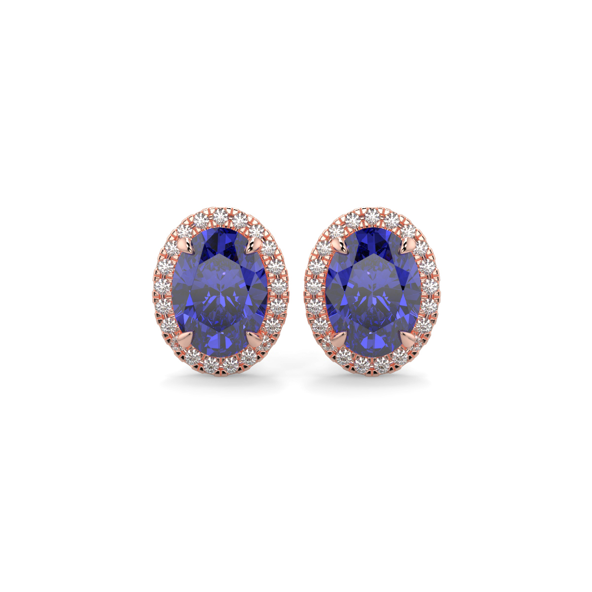 Sapphire and Diamond Halo Earrings Rose Gold - JULES