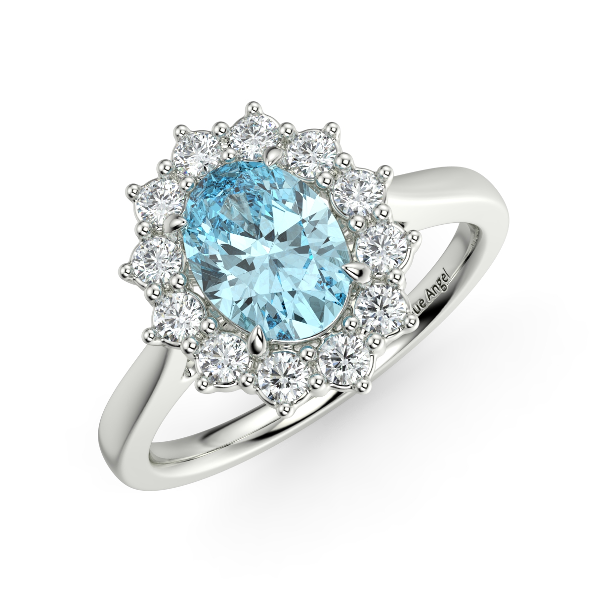 Aquamarine and Diamond Lady Diana Engagement Ring