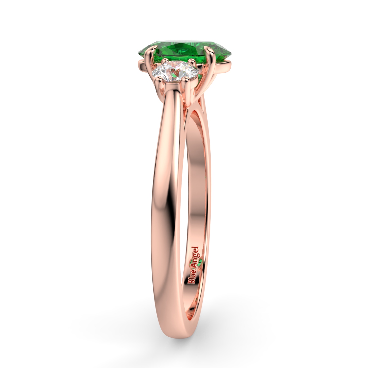 Emerald with 2 Round Diamond Engagement Ring