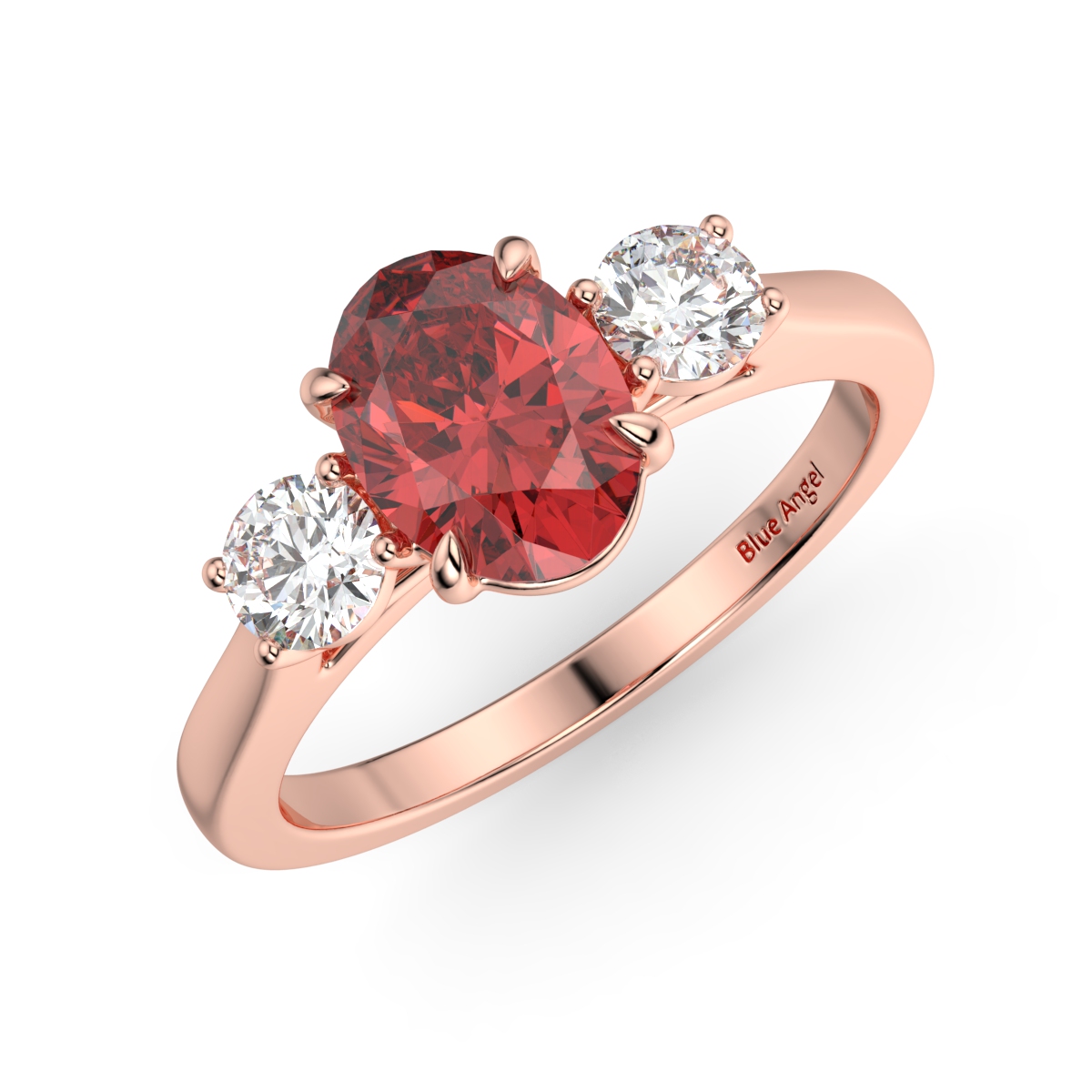 Ruby with 2 Round Diamond Engagement Ring