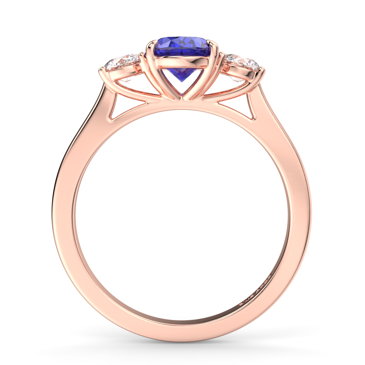 Sapphire with 2 Round Diamond Engagement Ring