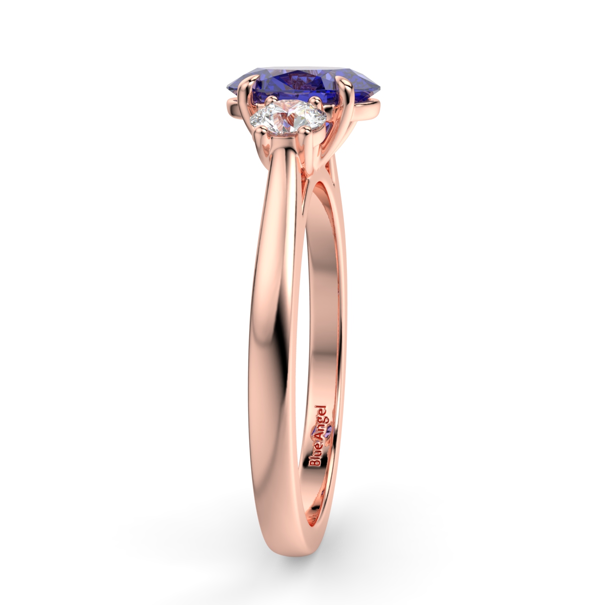 Sapphire with 2 Round Diamond Engagement Ring