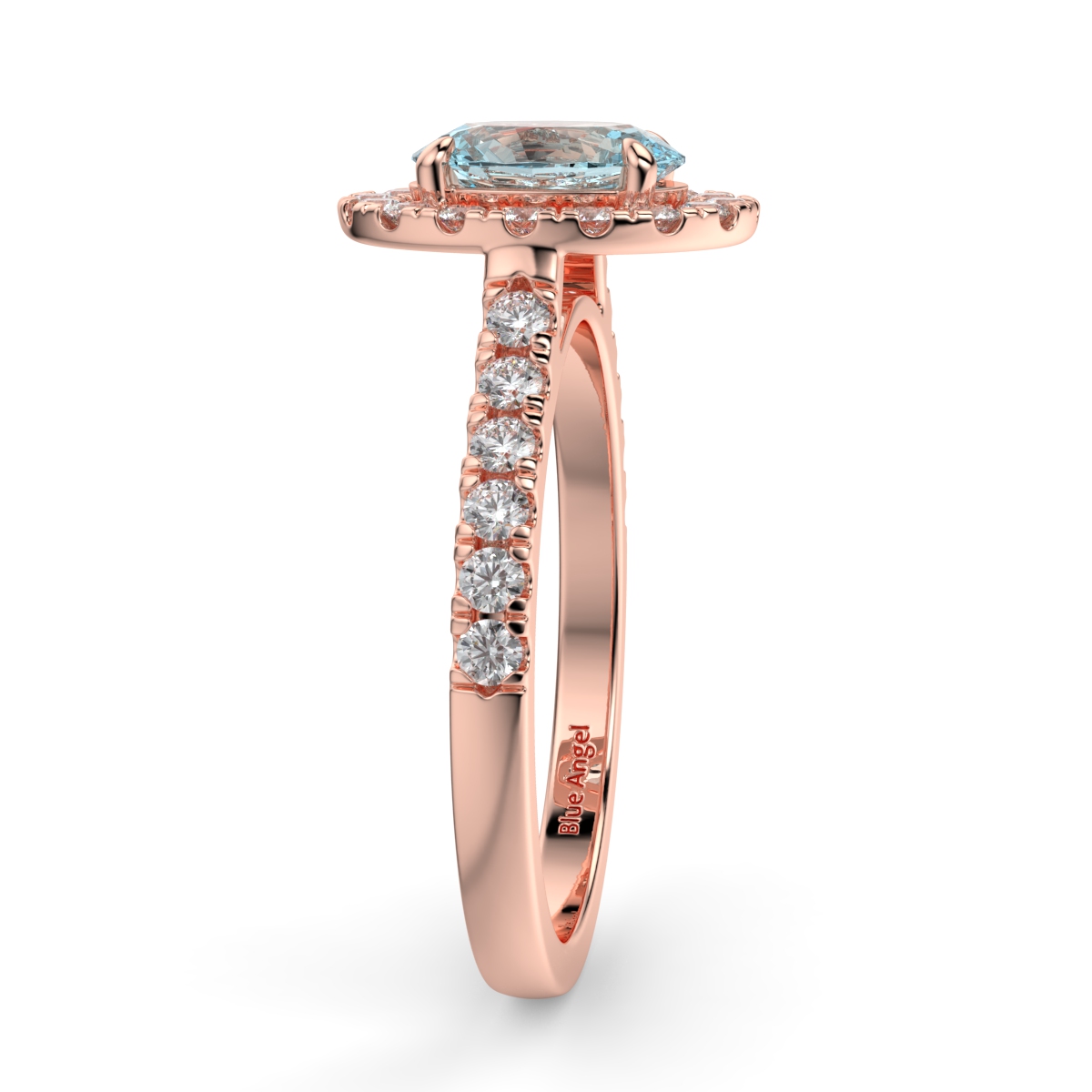 Aquamarine And Diamond Halo Engagement Ring