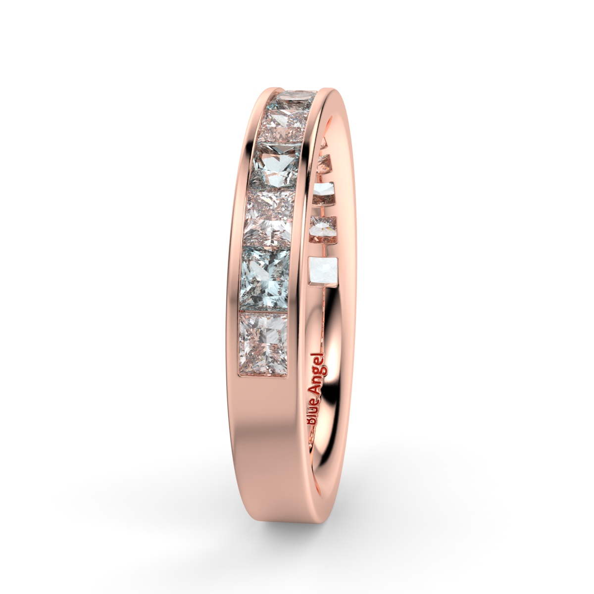 Aquamarine and Diamond Half Eternity Band