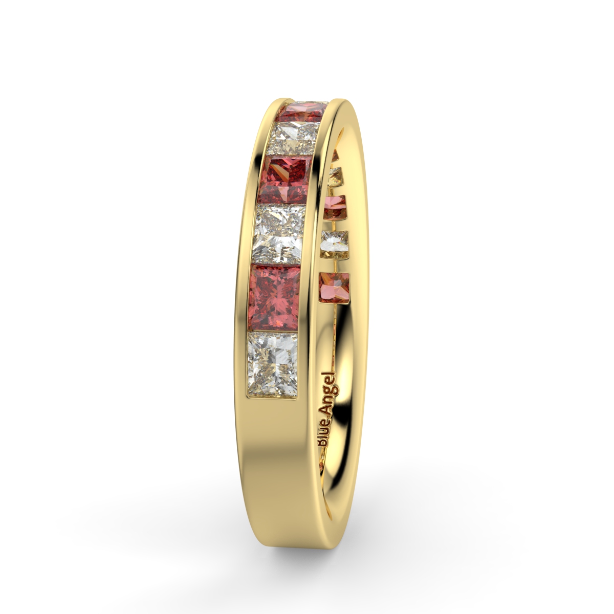 Ruby and Diamond Half Eternity Band