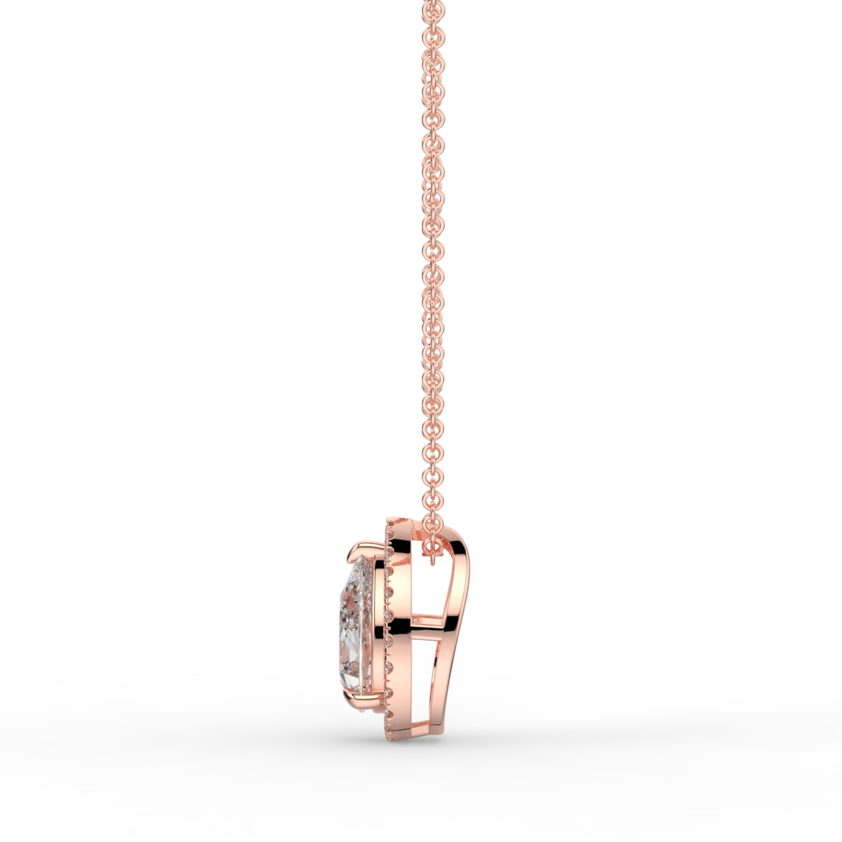 Pear Shape Single Halo Pendant