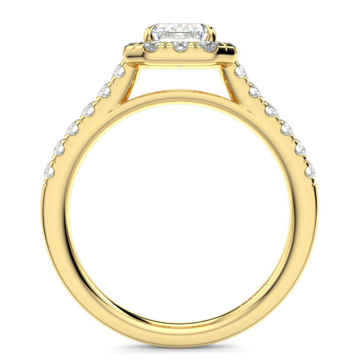 Emerald Diamond Halo Engagement Ring