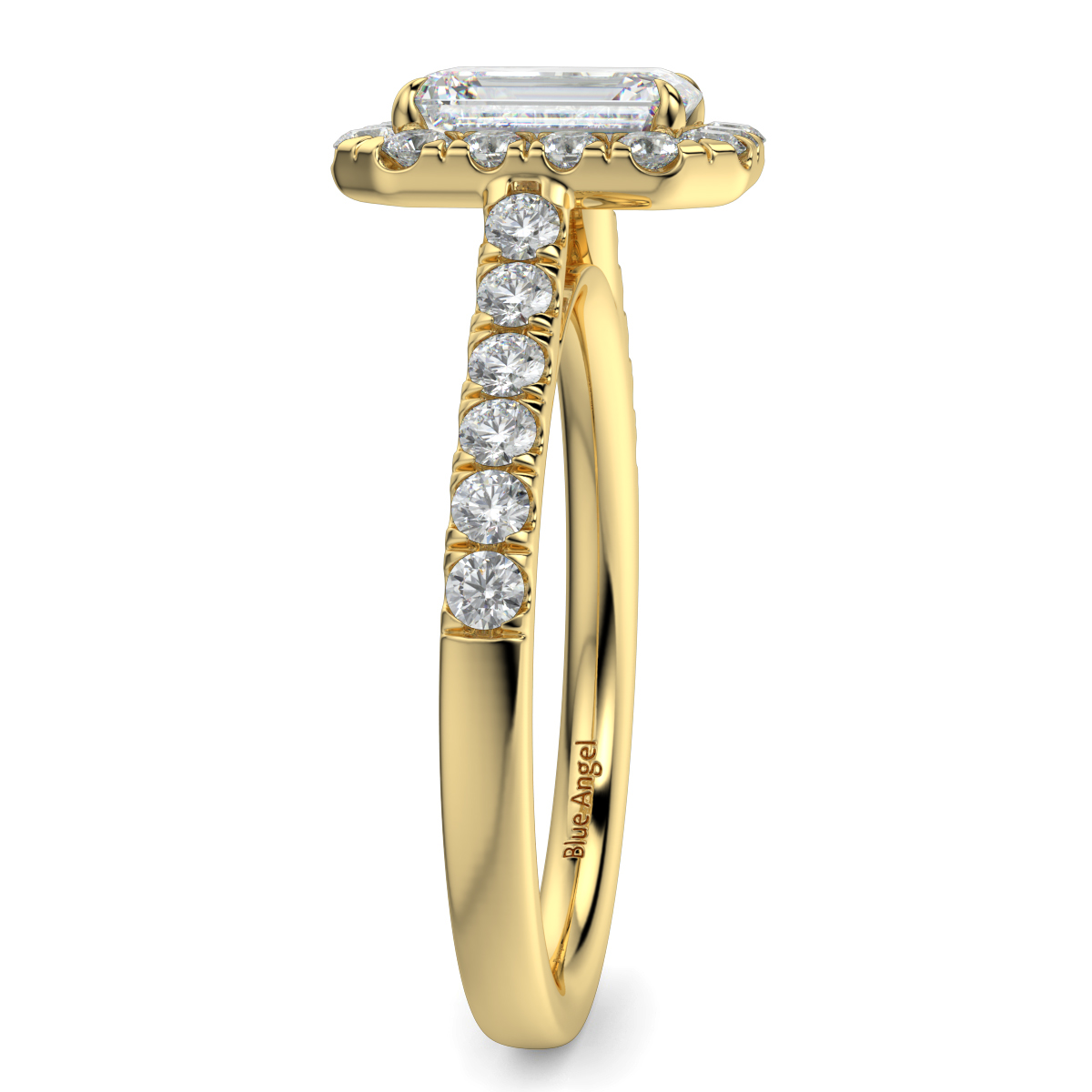 Emerald Diamond Halo Engagement Ring
