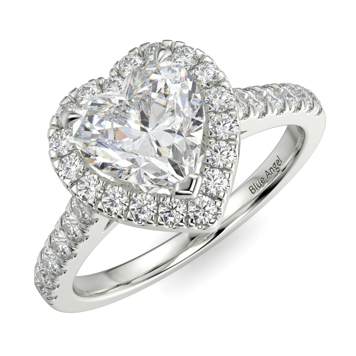 Heart Diamond Halo Engagement Ring