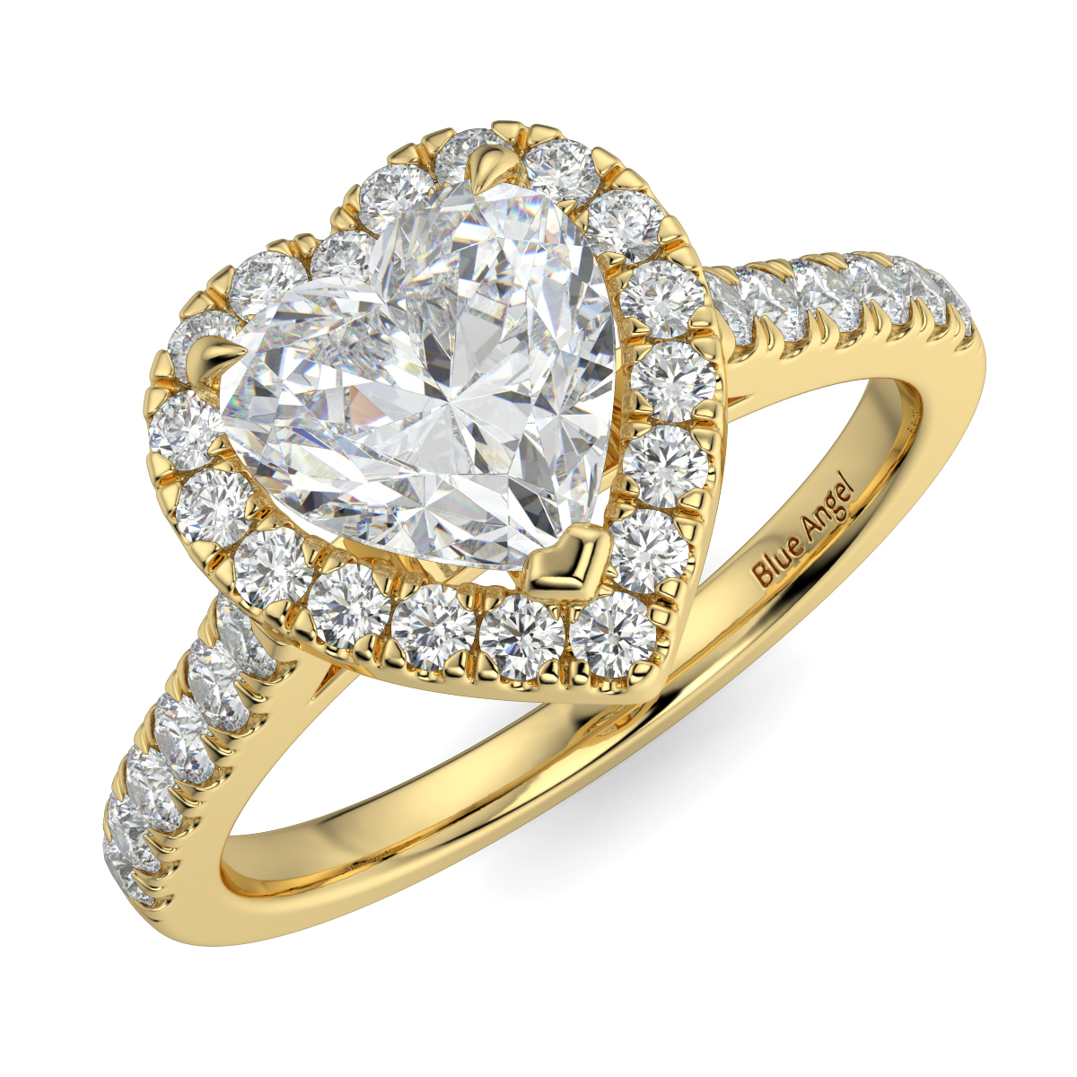 Heart Diamond Halo Engagement Ring