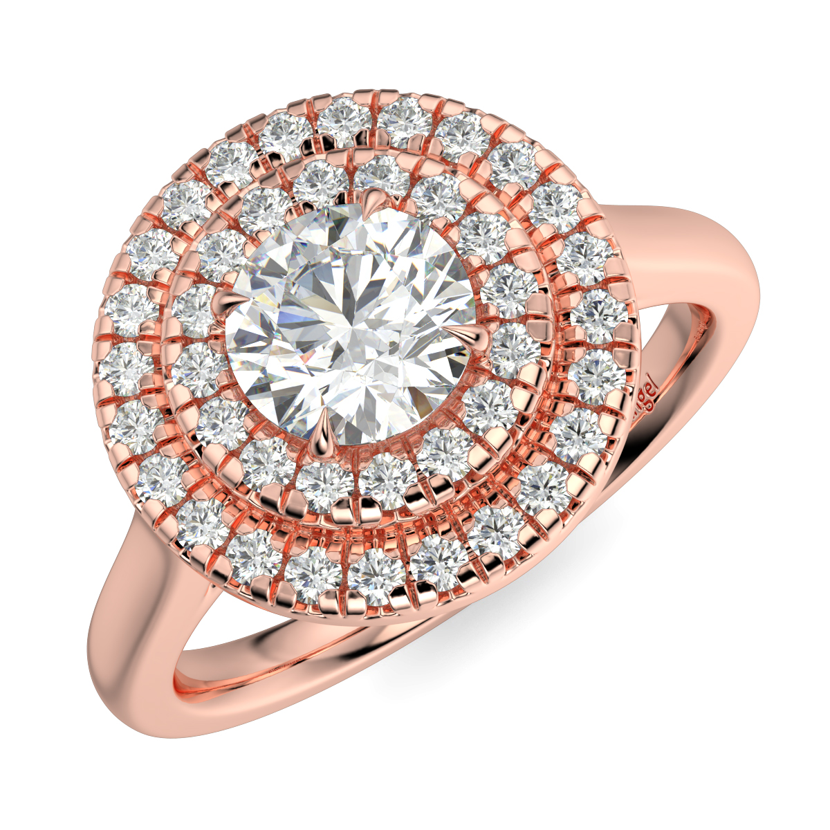 Round Diamond Double Halo Engagement Ring