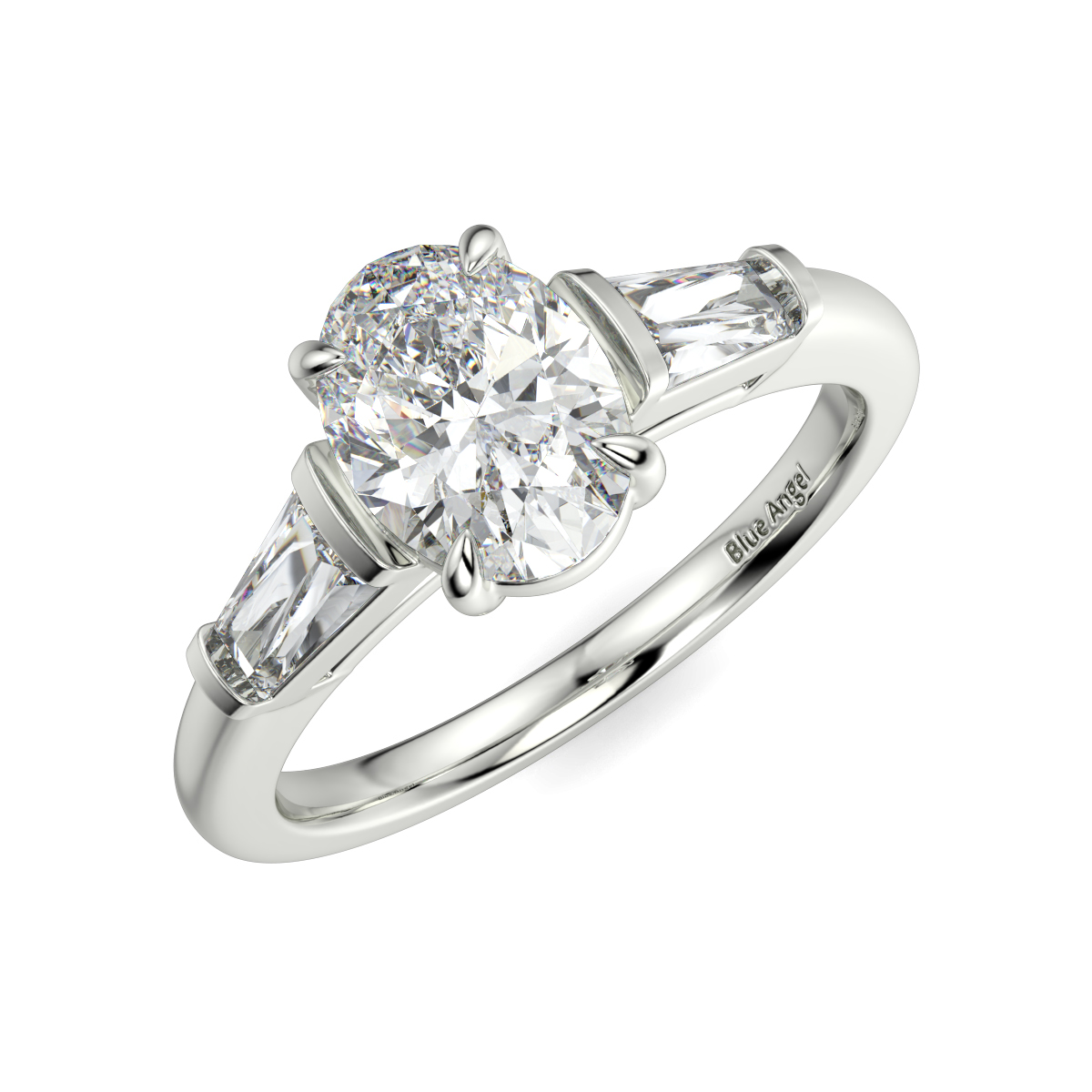 Oval With Bagguette Trilogy Ring