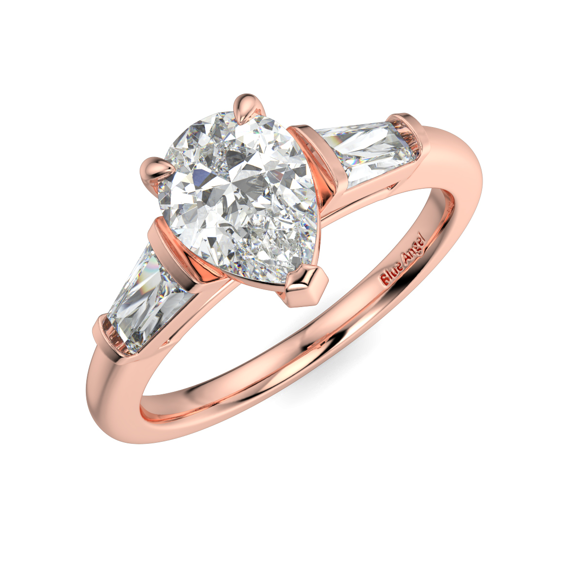 Pear With Bagguette Trilogy Ring