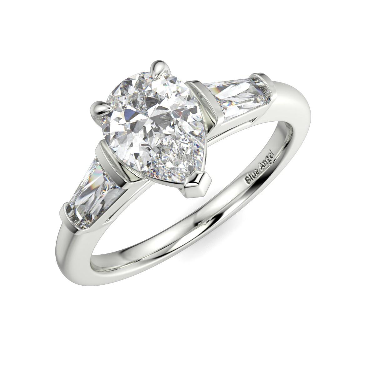 Pear With Bagguette Trilogy Ring