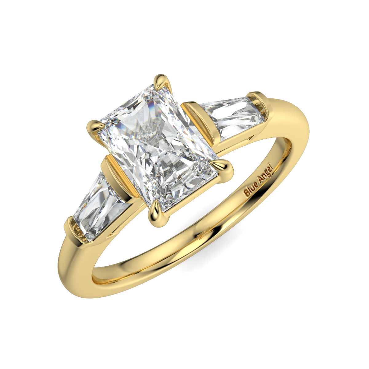 Radiant With Bagguette Trilogy Ring