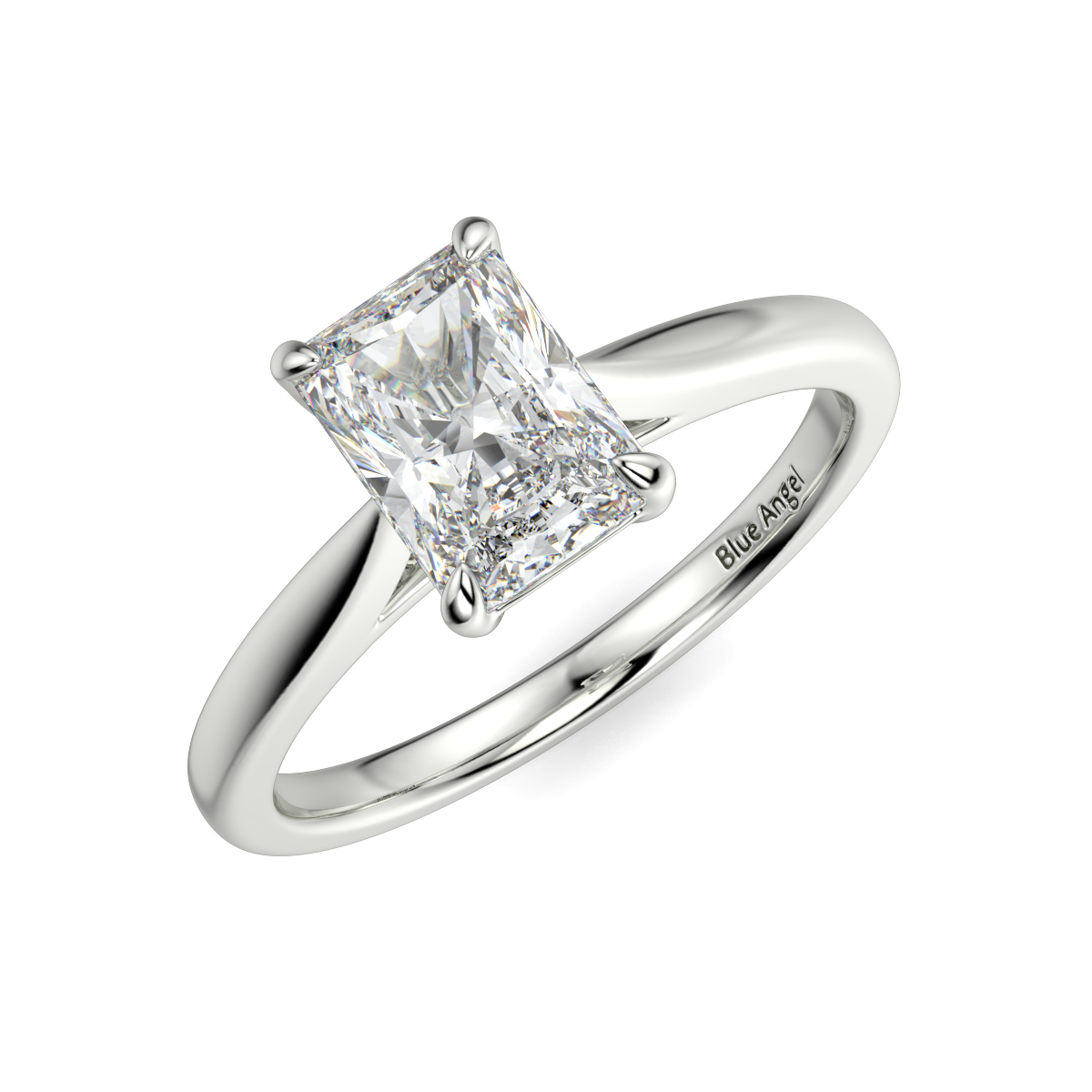 Solitaire Radiant With Tappered Band Engagement Ring