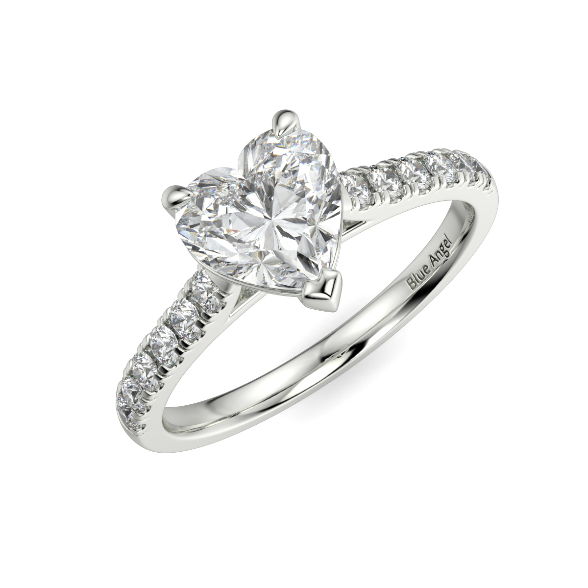 Heart Shape Side Stone Engagement Ring