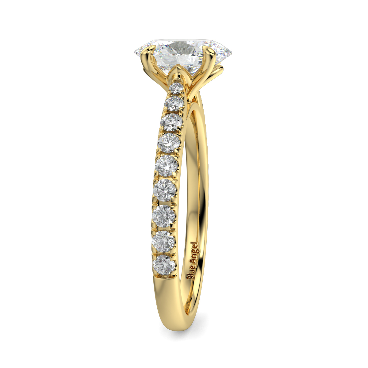 Oval Side Stone Engagement Ring