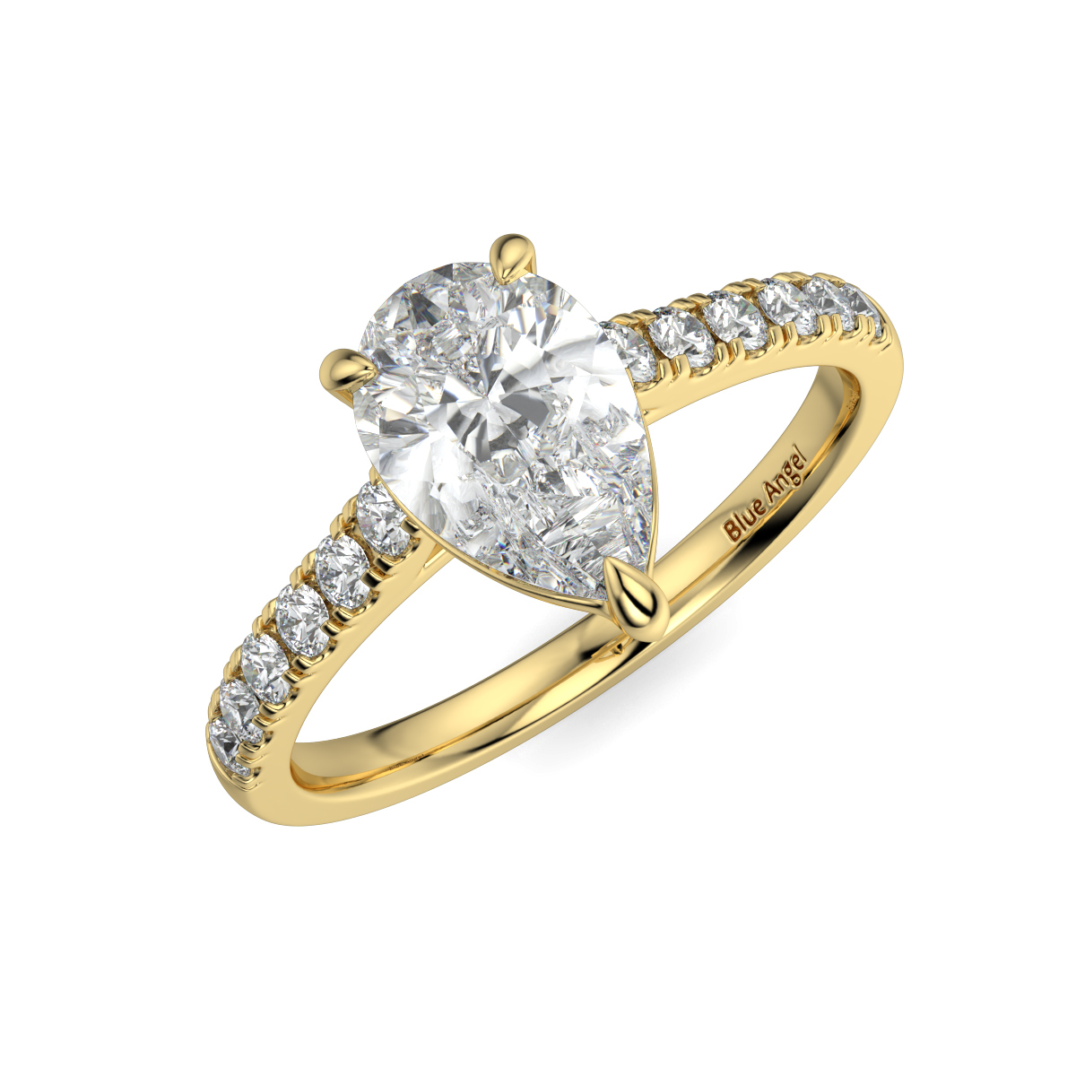 Pear Shape Side Stone Engagement Ring