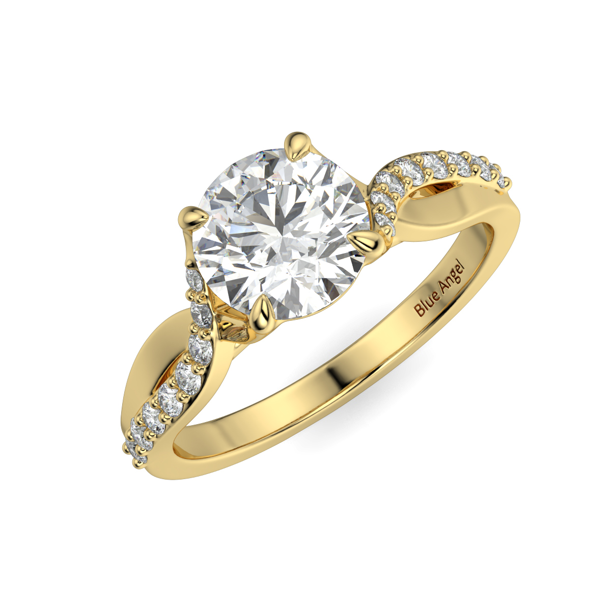 Round Twist Side Stone Engagement Ring