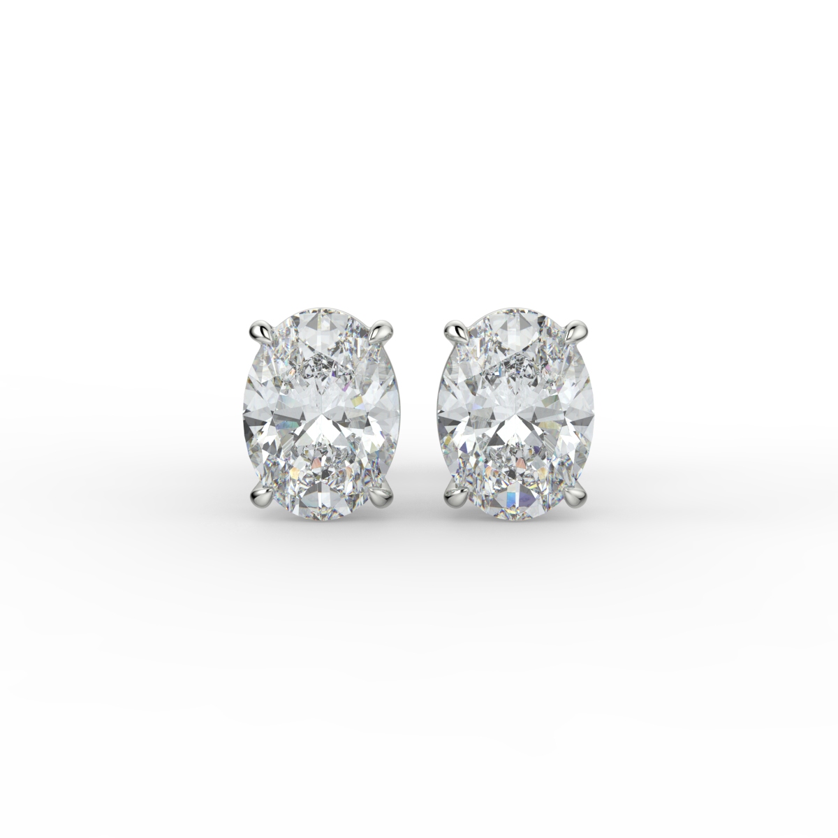 Oval Diamond Studs Earrings White Gold - KATIE