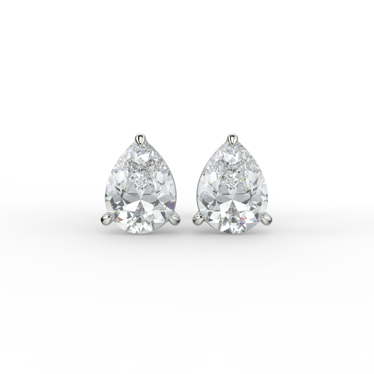 Pear Diamond Studs Earrings White Gold - SUZIE