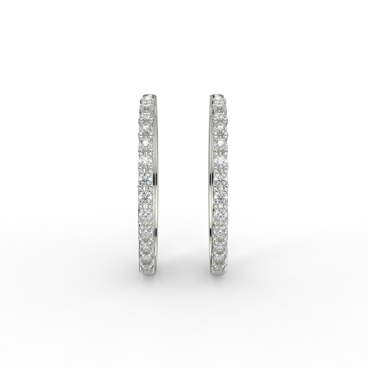 Round Hoop Diamond Earrings Platinum - MAYA
