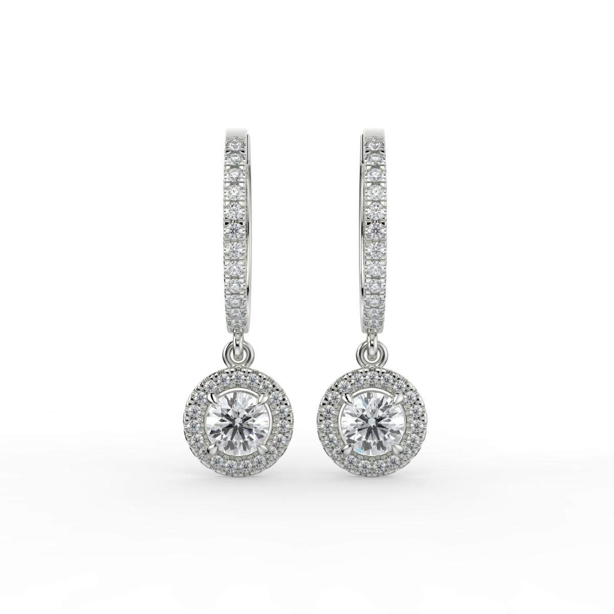Round Drop Diamond Earrings Platinum - CASSANDRA